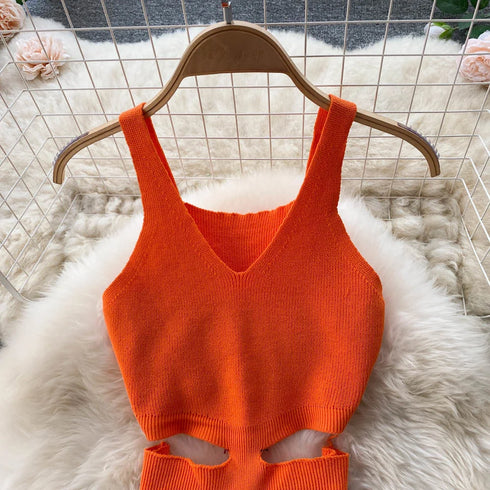 Elegant Summer Bodycon Dress with Cut Out Waist and Split Design for Women